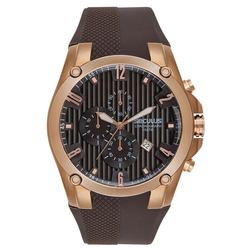 Relógio Masculino Aço Cronógrafo Aro 3D Silicone