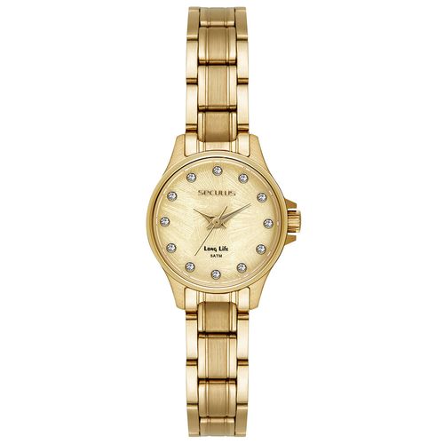 Relógio Feminino Aço Dourado com Marcações em Cristais