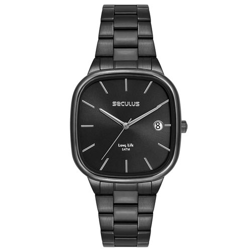Relógio Masculino Quadrado Aço Minimalista Preto