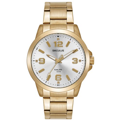 Relógio Masculino Dourado Aço Analógico