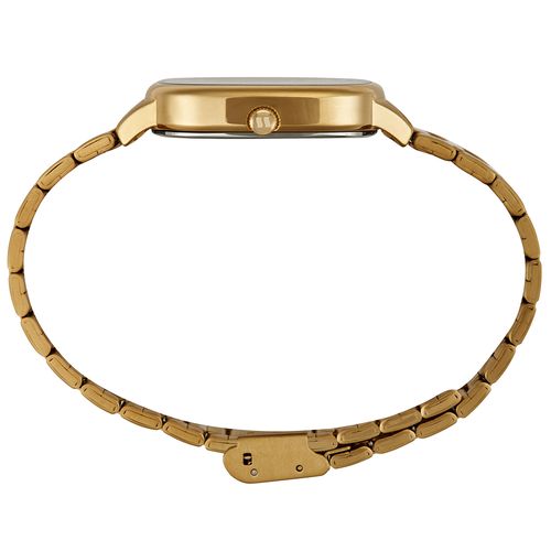 Relógio Masculino Dourado Aço Quadrado Minimalista