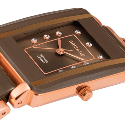 Relógio Feminino Analógico Marrom em Ceramica