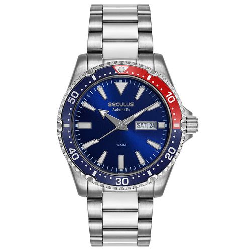 Relógio Masculino Automático Prata Fundo em Vidro