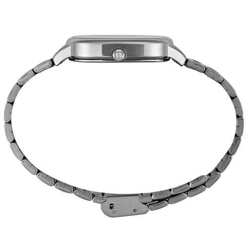 Relógio Masculino Prata Aço Quadrado Minimalista