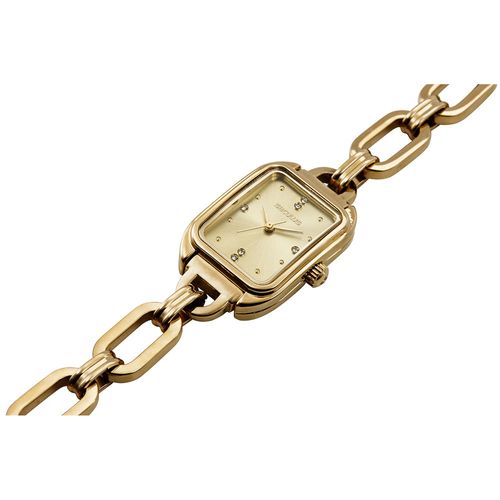 Relógio Feminino Aço Dourado Quadrada Pulseira em Corrente