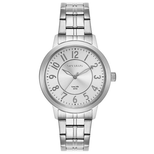 Relógio Feminino Aço Prata Mostrador Madre Pérola