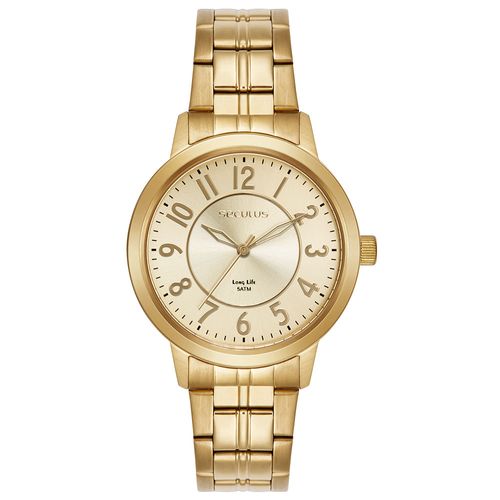 Relógio Feminino Aço Dourado Mostrador Madre Pérola