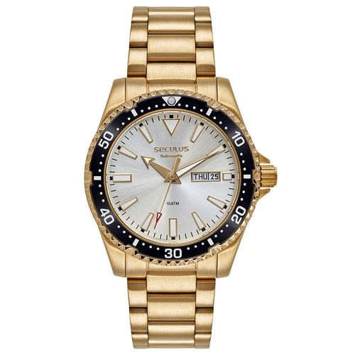 Relógio Automático Masculino Dourado Fundo Transparente