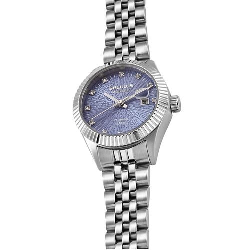 Relógio Feminino Automático Prata Fundo Transparente