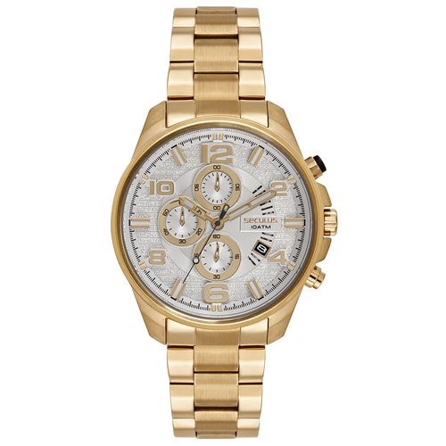 Relógio Masculino Aço Dourado Cronógrafo