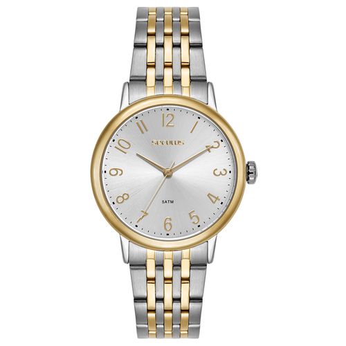 Relógio Feminino Analógio Bicolor Numeração Completa