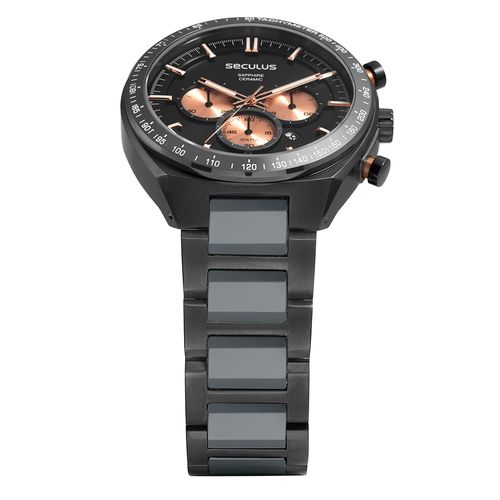 Relógio Masculino Analógico Premium Aço e Cerâmica Preto