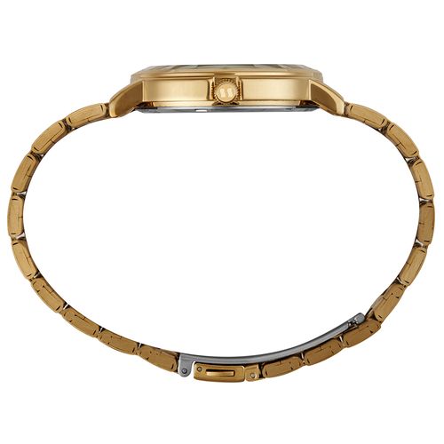 Relógio Feminino Analógico Dourado com Vidro Facetado