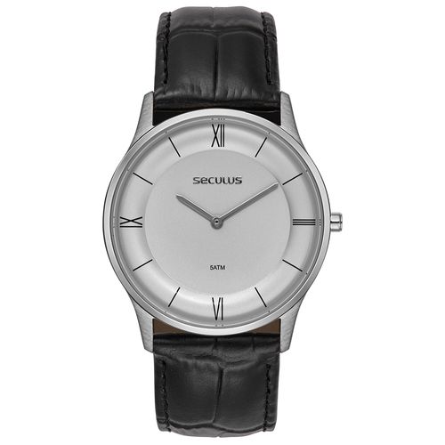 Relógio Masculino Analógico Slim Minimalista Couro Preto