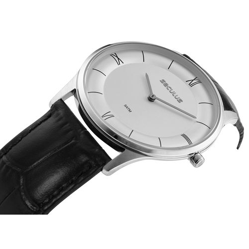 Relógio Masculino Analógico Slim Minimalista Couro Preto