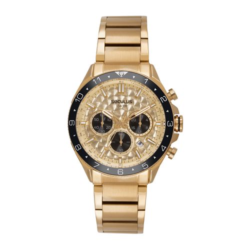 Relógio Masculino Analógico Texturizado Aço Dourado