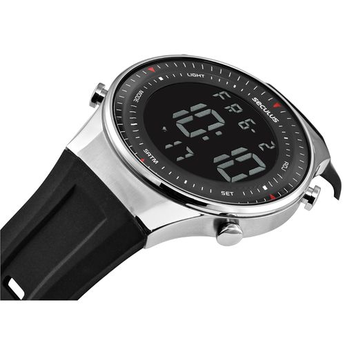 Relógio Masculino Digital Esportivo Silicone Prateado