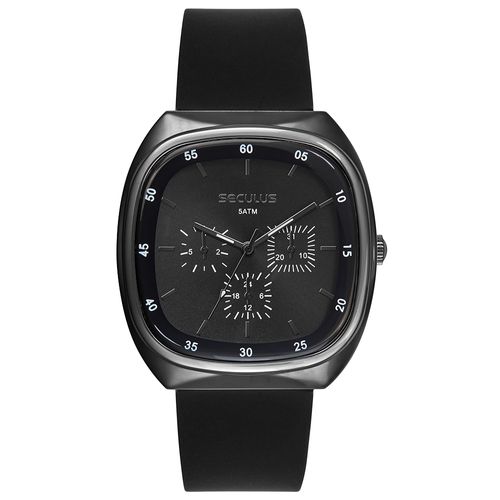 Relógio Masculino Analógico Multifuncional Silicone Prata