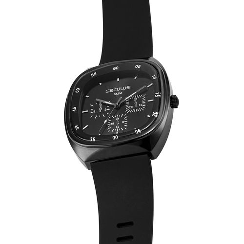 Relógio Masculino Analógico Multifuncional Silicone Prata