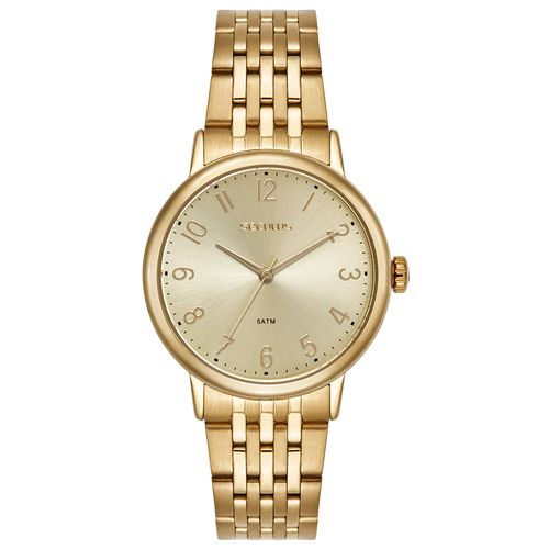 Relógio Masculino Aço Dourado Numeração Completa