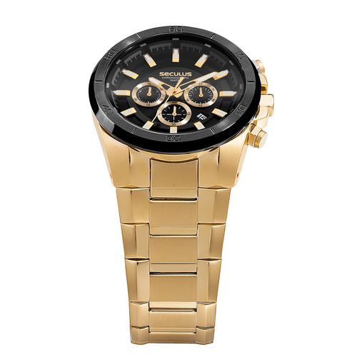 Relógio Masculino Cronógrafo 3D Dourado