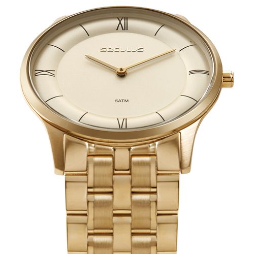 Relógio Masculino Aço Dourado Slim Minimalista