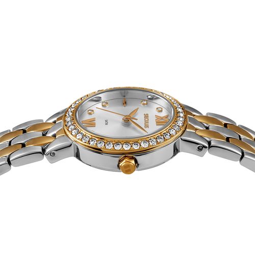 Relógio Feminino Aço Bicolor Catraca com Cristais