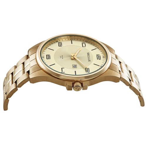 Relógio Masculino Dourado com Calendário