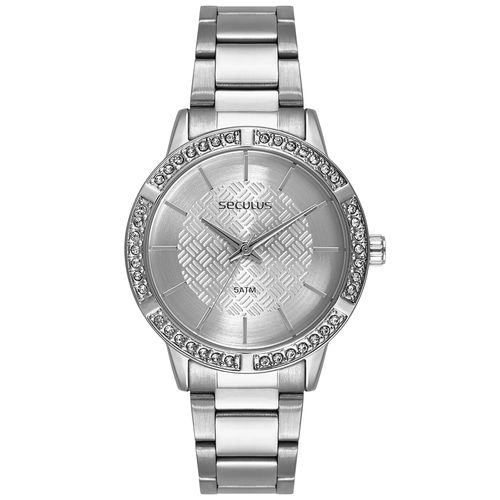 Relógio Feminino Metal Prata Aço Analógico Index