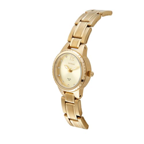 Relógio Feminino Aço Champagne Pequeno Analógico