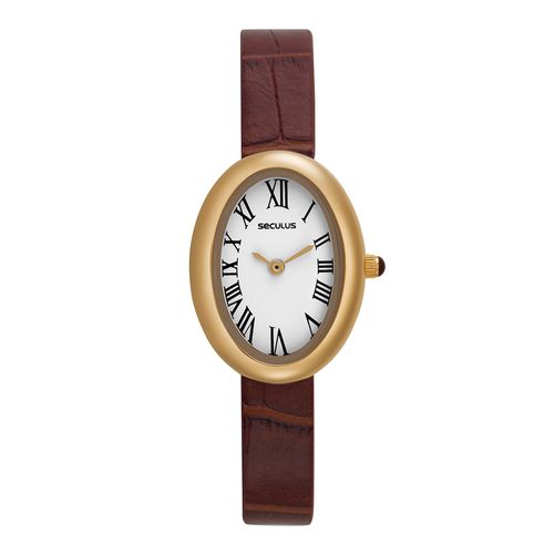 Relógio Feminino Aço Prata Couro Sintético Romanos