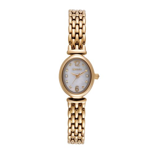 Relógio Feminino Metal Branco Oval Joalheria