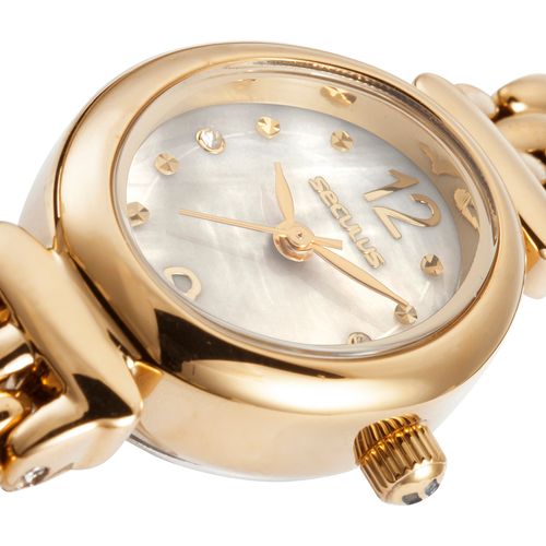 Relógio Feminino Metal Branco Oval Joalheria