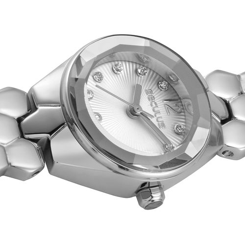 Relógio Feminino Metal Prata Aço Joalheria