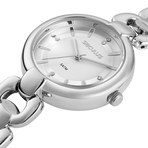 Relógio Feminino Metal Prata Analógico Fecho Joalheria