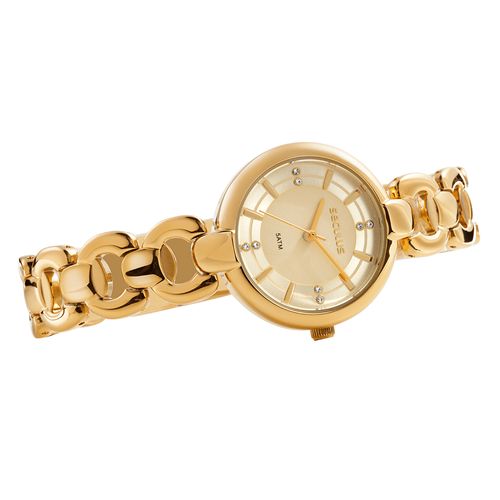 Relógio Feminino Dourado Metal Especial Analógico Joia