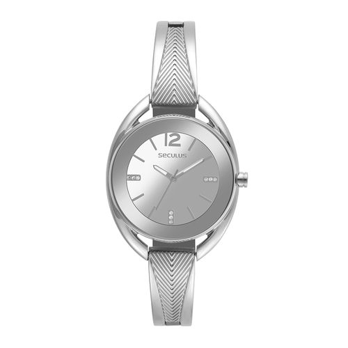 Relógio Feminino Metal Prata Analógico Redondo