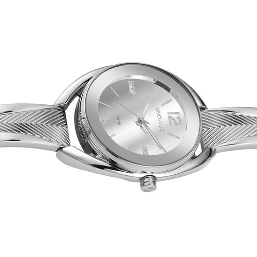 Relógio Feminino Metal Prata Analógico Redondo