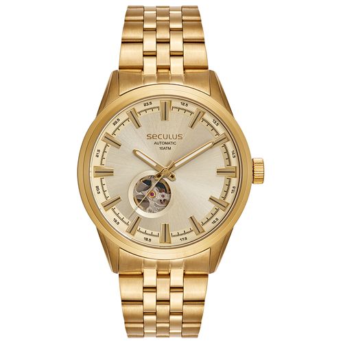 Relógio Masculino Aço Champagne Automático 46mm 10 ATM