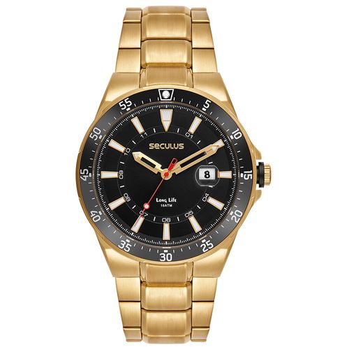 Relógio Masculino Aço Preto Calendário Index Completo