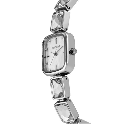 Relógio Feminino Quadrado Branco Metal