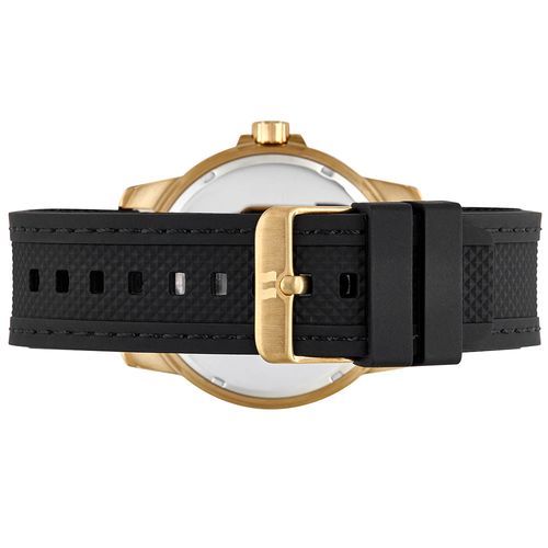Relógio Masculino Silicone e Pespontos Dourado