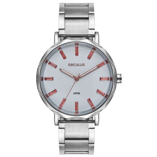 Kit Relógio Feminino Analógico Pedras com Berloques Prata