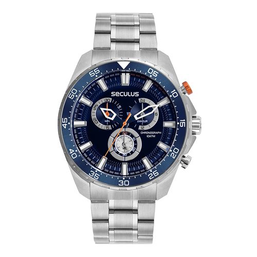 Relógio Masculino Prata Fundo Rosca Index Durabilidade