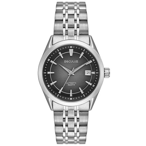 Relógio Masculino Autómatico Prata Aço Mostrador Preto