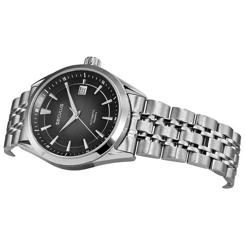 Relógio Masculino Autómatico Prata Aço Mostrador Preto