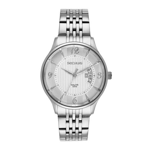 Relógio Masculino Prata Acionamento Lateral Numérico