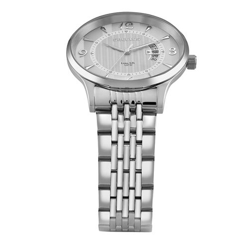 Relógio Masculino Prata Acionamento Lateral Numérico