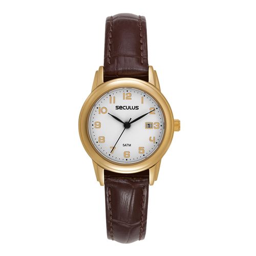 Relógio Feminino Marrom Index Fundo Rosca Porta-Joias