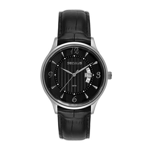 Relógio Masculino Preto Fundo Pressão Numerais